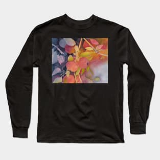 Autumn Apples Watercolor Horizontal Crop Long Sleeve T-Shirt